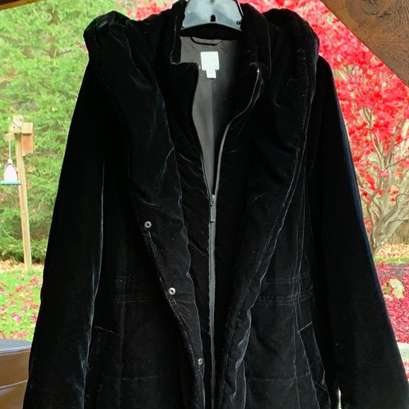 J.Jill Jackets & Blazers - PLUSH J.Jill hooded velvet plush puffer drawcord anorak winter coat L NEW